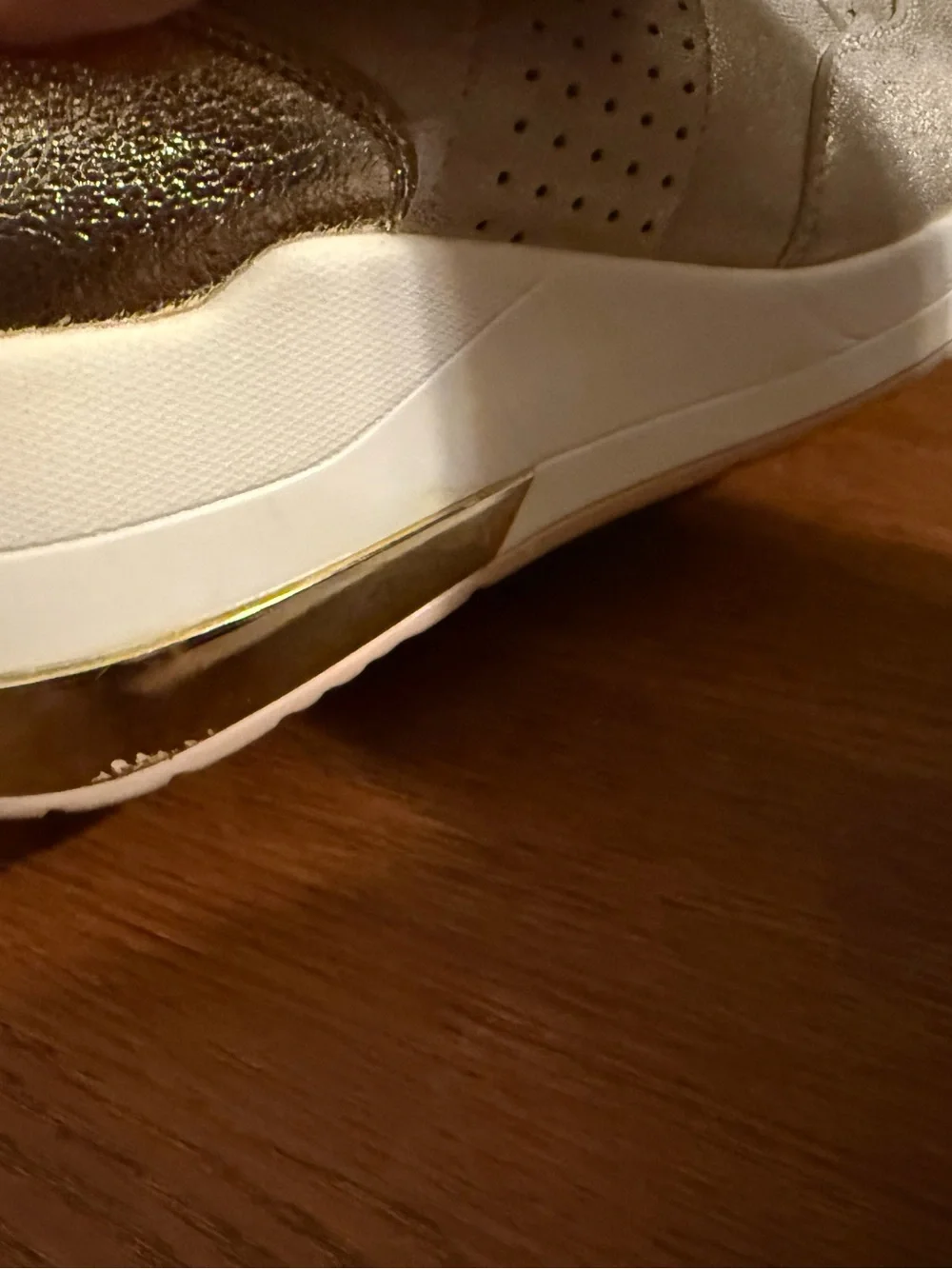 Renato Garini Italy Gold Metallic Hidden Wedge Sneakers Side Zip 36 6